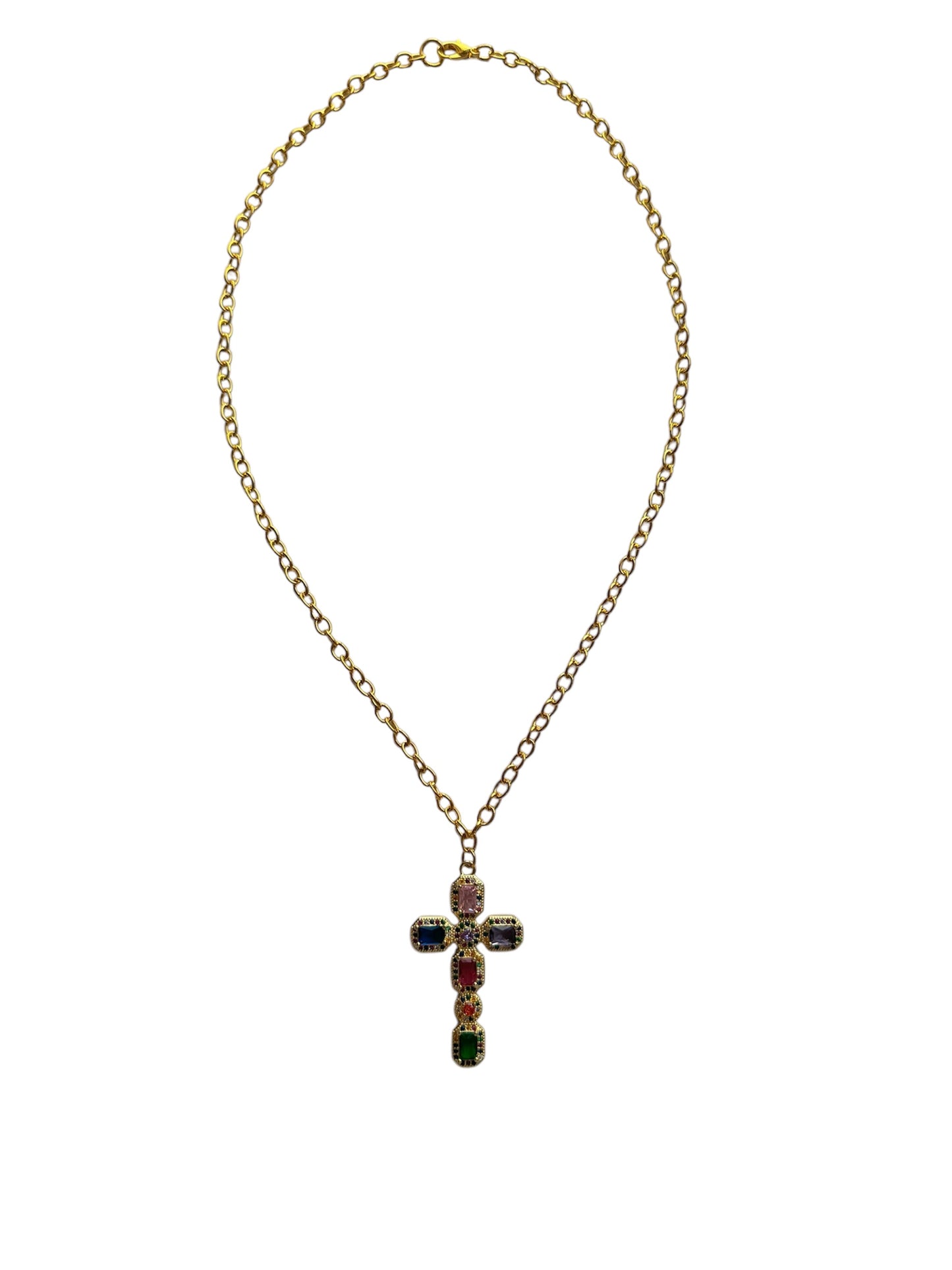 Rainbow Cross Necklace