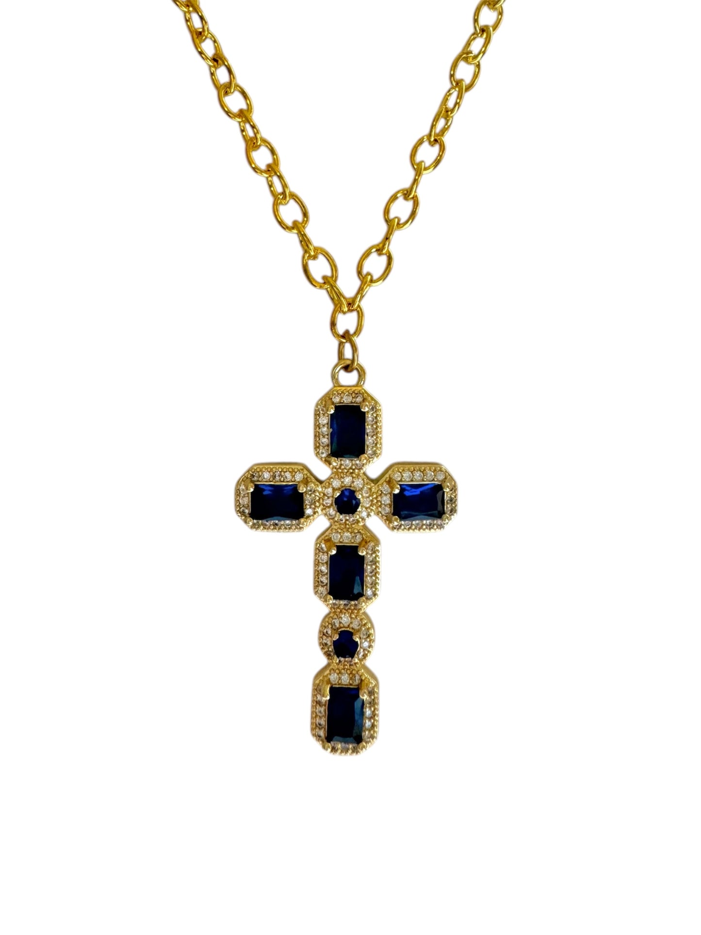 Dark Blue Cross Necklace