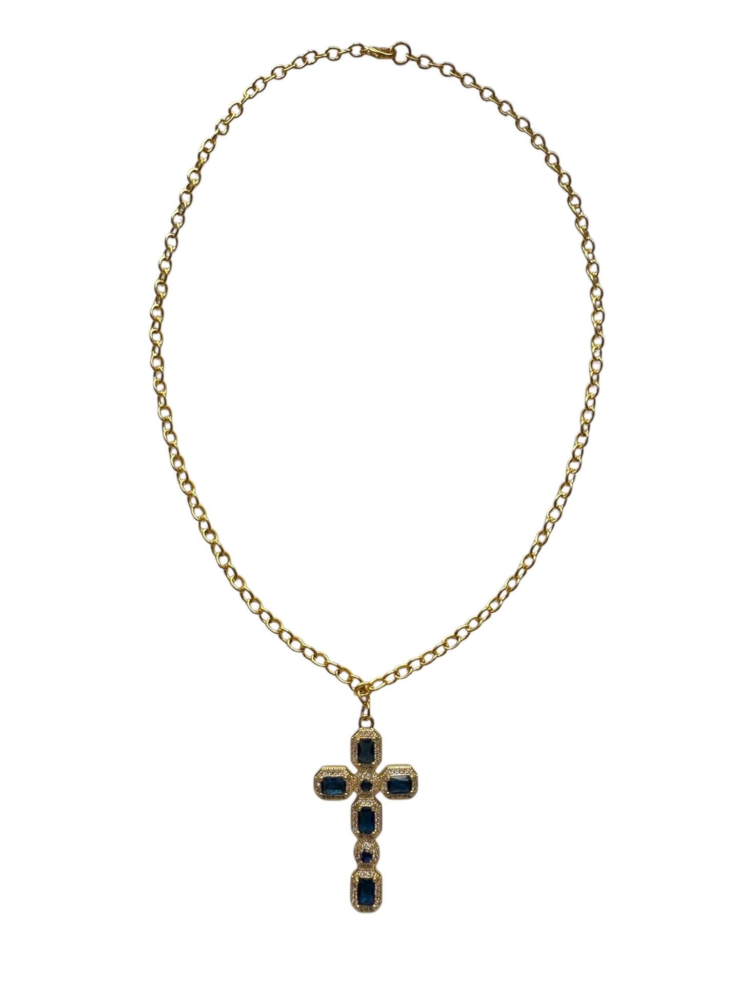 Dark Blue Cross Necklace