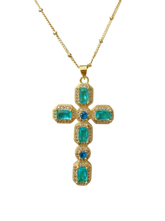 Light Blue Cross Necklace