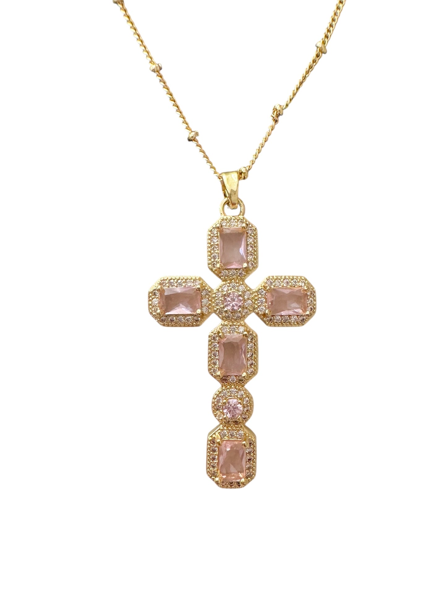 Pink dainty Cross Necklace