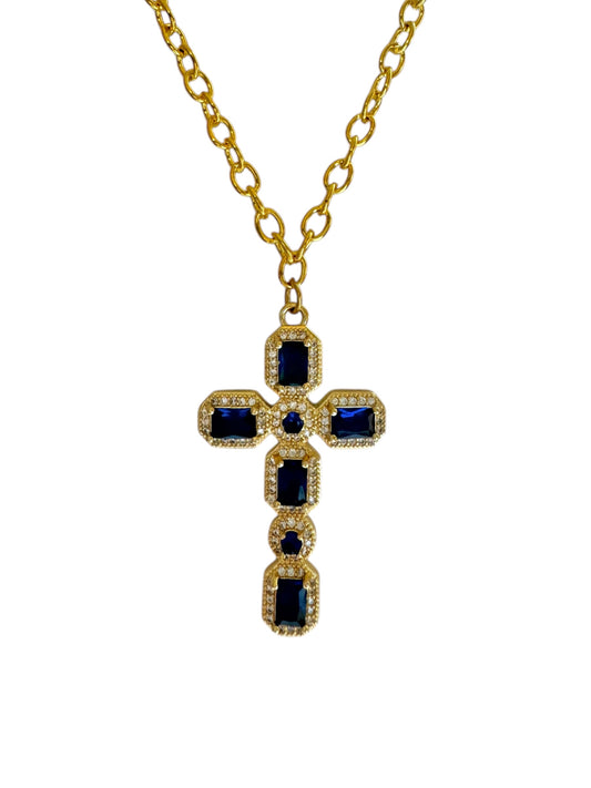 Dark Blue Cross Necklace